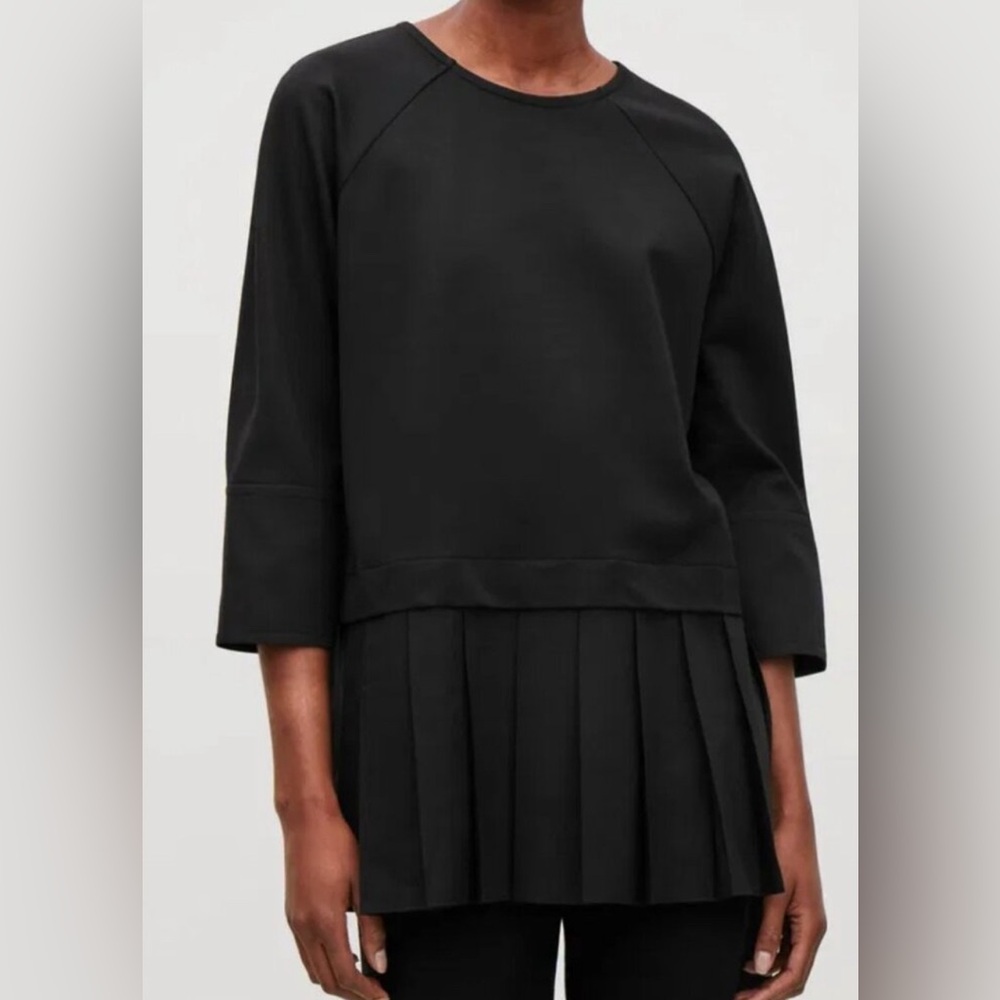 COS Black Pleated jersey top